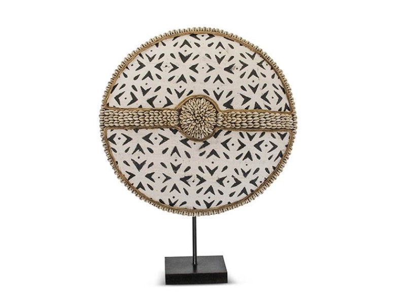 Bamileke Shield with Mudcloth and Cowrie Band Bamileke Shield with Mudcloth and Cowrie Band
